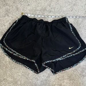 Nike Women's Black Shorts with Floral Accents